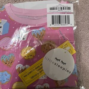 Little Sleepies Pink Cookies & Milk Two Piece Pajama Set 4T NWT